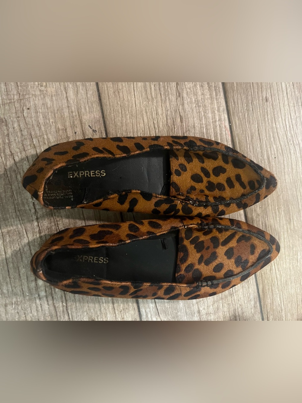 Express Leopard Print Pointed Loafers - Brown & Black